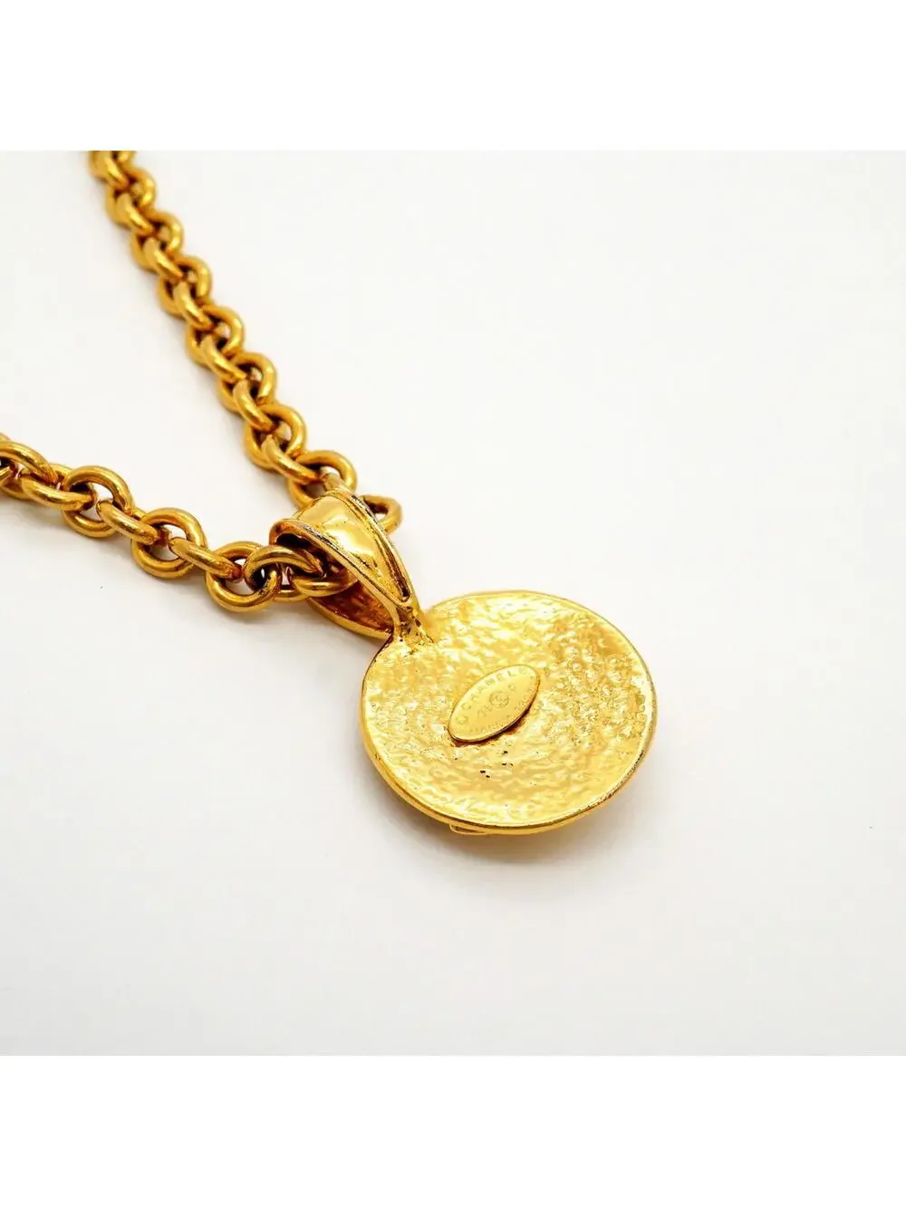 Chanel Cc Logo Circle Pendant Necklace #357921C10B